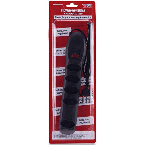 Filtro de Linha com Disjuntor 5T, Force Line, Acessórios para Computador, Preto