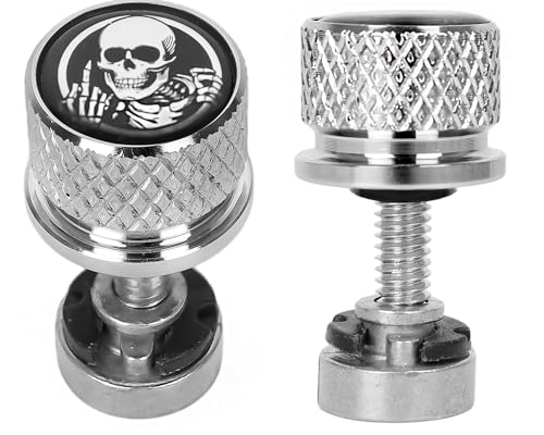 Image of Rear Seat Bolt Screw w /Nut Stainless 1 /4 inch-20 Thread Skull Pattern Knurled | Fits for Harley Touring Fits for Sportster Softail Dyna CVO Fits for Fatbob Electra Glide Fits for Street Glide