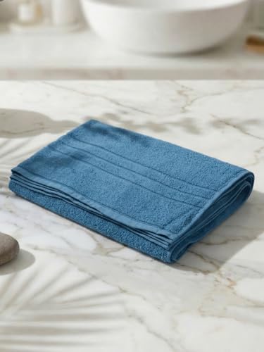 Image of Monte Carlo Essential 100% Cotton Bath Towel | 380 GSM Lightweight & Quick Dry | Soft Absorbent Compact Towel 60x120 cm | Bathroom Towel for Gym, Travel & Daily Use (Jazz) | Insignia Blue