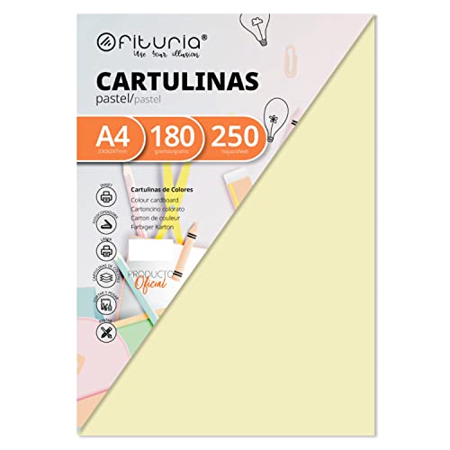 Pack 250 Cartulinas Color Crema Tamaño A4 180g