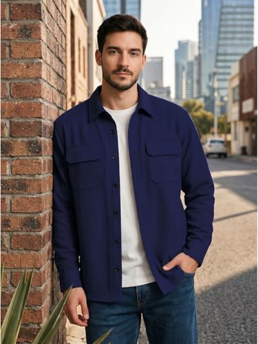Image of DEELMO Men's Cotton Polyester Corduroy Shirt with Textured Pattern Spread Collar Full Sleeves Dual Pocket Front and Button Down Closure | Textured Shirts for Men | Shirts for Men Stylish