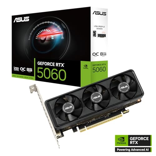 ASUS GeForce RTX 5060 LP BRK GDDR7 OC Edition Carte Graphique de Jeu Faible Profil (NVIDIA Blackwell Architecture FP4 et DLSS 4, PCIe 5.0, 2 x HDMI 2.1, 1 x DisplayPort 2.1a, RTX5060-O8G-LP-BRK)