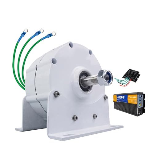 HUIZHITENGDA 24v, Generador de Imán Permanente de 4000W a Baja RPM, 220V 48V 24V 12V, Generador AC Sin Engranajes, Alternador Trifásico DIY Adecuado para Turbinas eólicas/acuáticas (con Base)