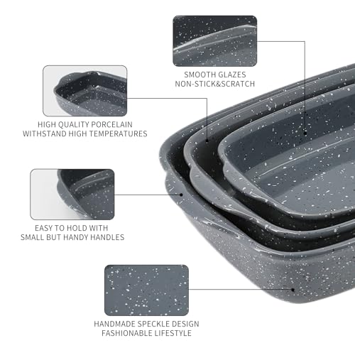Ceramic-Bakeware-Dish-Set-of-3-Rectangular-Baking-Casserole-for-OvenHigh-Heat-ResistantLasagna-Pan-Deep-with-HandlesHandcraft-Speckle-Series-1381296Grey