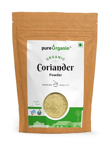 Pure Organio Organic Dhaniya Powder, Traditional Dhania Powder, Authentic Indian Coriander Powder, Suitable for All Your Cooking Needs, NPOP Organic Certified - 350 Gm
