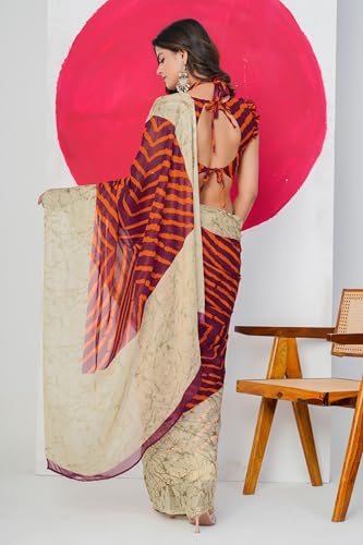 Image of MIRCHI FASHION Women Saree Ethnic Motif Print Chiffon | Breathable Lightweight Plain Weave Sari for Office and Daily Use (Available in 20 Designs)