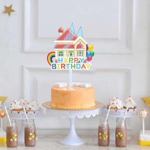 Cartoon Blue House Theme Birthday Cake Topper