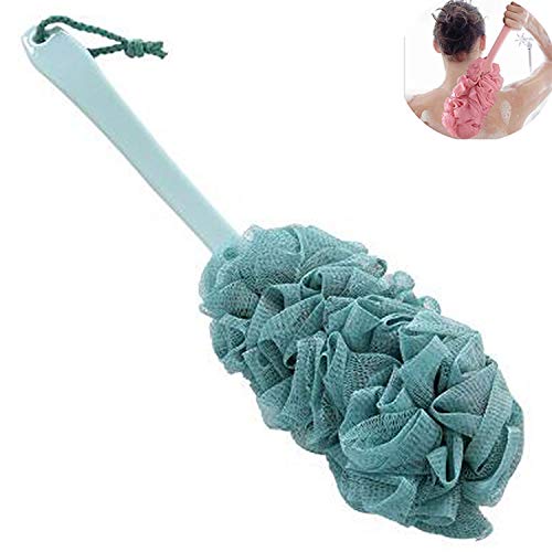 Bath Body Brushes,Mesh Puff Blue with Soft Loofah Soft Brush Back Scrubber with Long Handled Shower Brush for Wet, Women & Men Body,Face and Spa Washing