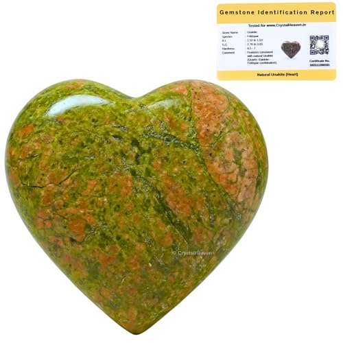 Image of Unakite Crystal Heart Palm Pebbles Stones for Anxiety Stress Relief Massage - AAA Grade Original Healing Gemstone Agate Heart Palm Stone for Yoga Meditation Spiritual