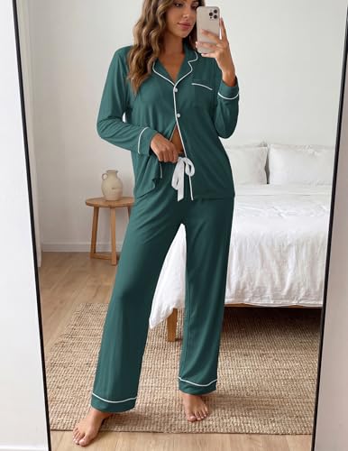 Image of ZMJ Womens Pajamas Sets 2 Piece Long Sleeve and Pant Pj Sets Button Up Sleepwear