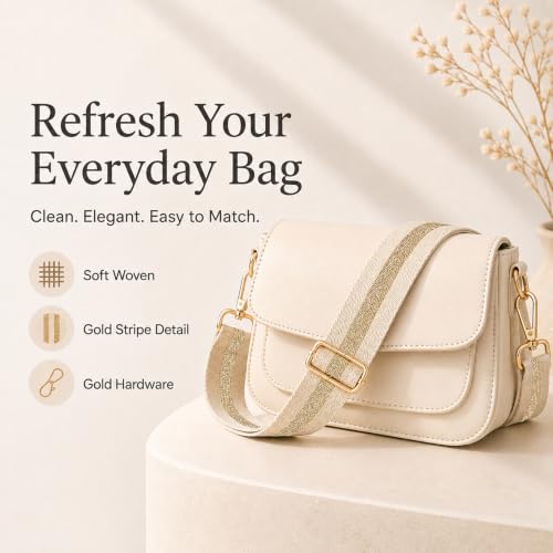 Image of chushui Metallic Thread Purse Strap for Women, Woven Replacement Bag Strap | Subtle Shine That Changes with the Light