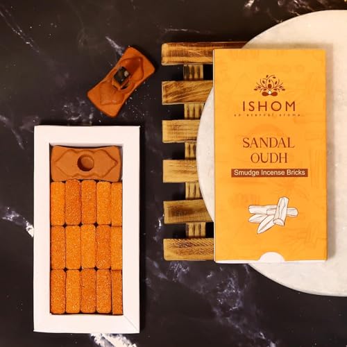 Image of Smudge Incense Pack of 3 (45 Bricks & 3 Holders) with Peru Palo Santo Wood, California White Sage, Sandalwood Powder, Long-Lasting Calming Aroma for Yoga, Meditation,Rituals & Home Purification