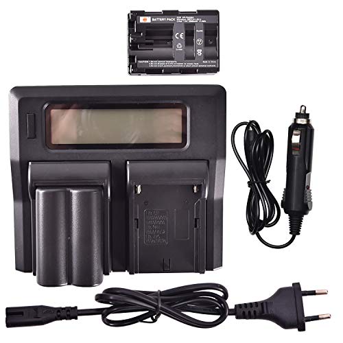  DSTE 2-Pack NP-FM500H Batteria + LCD Dual Caricabatterie Compatibile per Sony A57 A58 A100 A300X A350 A500 A550 A560 A580 A700