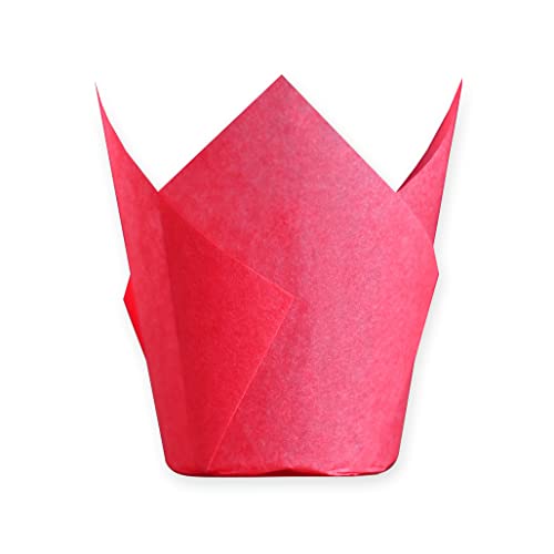 MyBakning Red colour Large size Tulip Baking Cups 2-1/4
