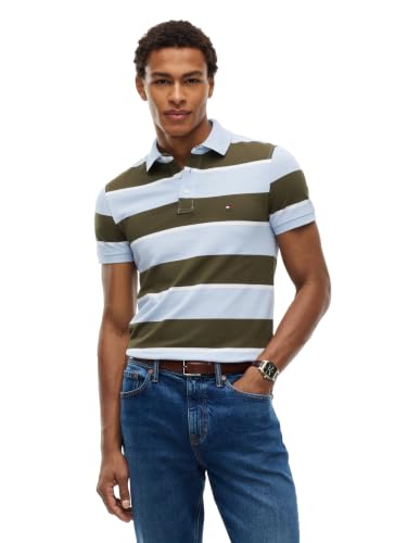 Image of Tommy Hilfiger Men's Short Sleeve Polo Shirts in Slim Fit with Stretch and Organic Pique Cotton