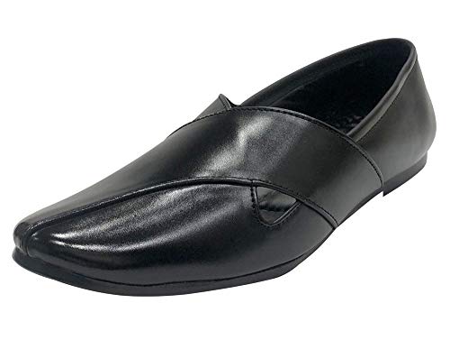 Step n Style Punjabi mojaris,Mens Shoes,Wedding Shoes for Groom,Khussa Traditional Indian Footwear Ethnic Authentic Footwear, peshawari Shoes, Loafers, Slippers Black