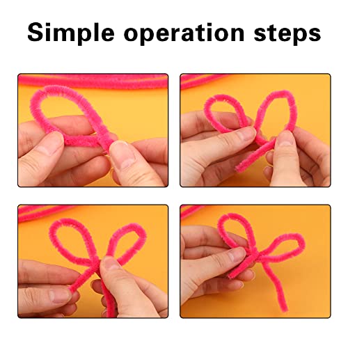 Image of 100 Pieces Pipe Cleaners Craft Chenille Stem Rose Red Pipe Cleaners | Fuzzy Sticks Pipe Cleaners for Crafts Festival Home Decorations
