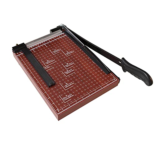 Paper Trimmer B@P PBell - A4 Paper Cutter Guillotine with Heavy Duty Gridded Base Cut Length 12 Sheets Capacity - Cutting Paper - Photos or Labels Machine for Home (Brown)