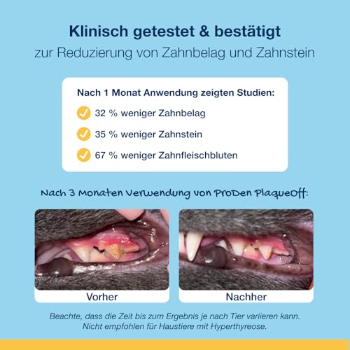 ProDen PlaqueOff Pulver für Katzen Zahnpflege 40 g, natürliche Zahnreinigung, Zahnputzflocken für Katzen bei Zahnbelag und Mundgeruch, Zahnstein und Plaque Entferner