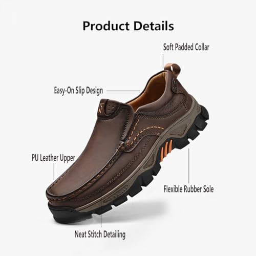 Men's Casual Slip-On Loafers – Comfortable PU Leather Walking Shoes with Arch Support for Work & Daily Wear3