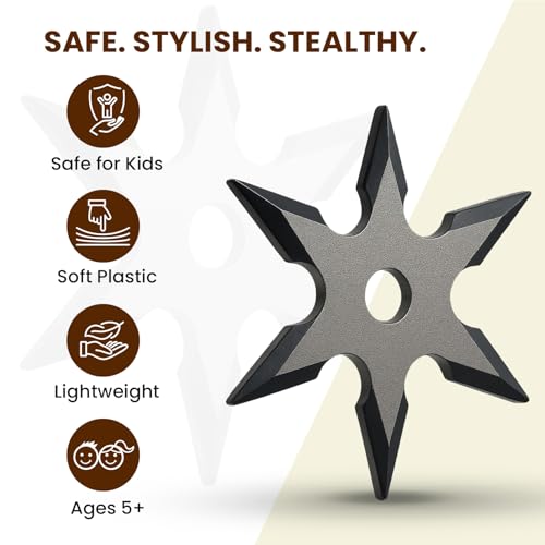 Image of Plastic Ninja Star Toy Set - Pack of 5 Safe ABS Throwing Shuriken for Kids | Anime-Inspired Roleplay & Cosplay | Durable, Lightweight, Party Favors | Boys & Girls Outdoor Toys