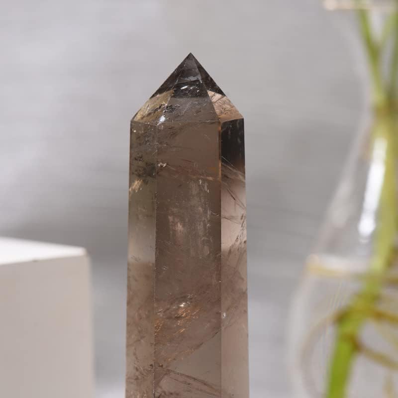 Miniatura 9 de Torres de cristal natural de cuarzo ahumado de 3.54 a 4.33 pulgadas, varita de cristal curativo, 6 facetas de chakras, reiki, terapia de meditación