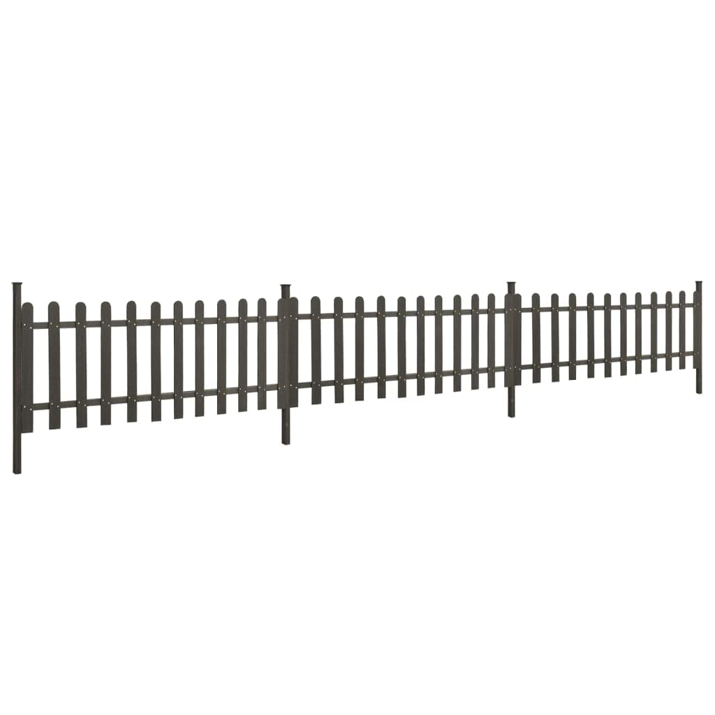 vidaXL Valla de Jardín con Postes 3 Piezas Panel Patio Terraza Exterior Alambrada Cerca Alambre Barrera Privacidad Partición Duradera WPC 614x80 cm