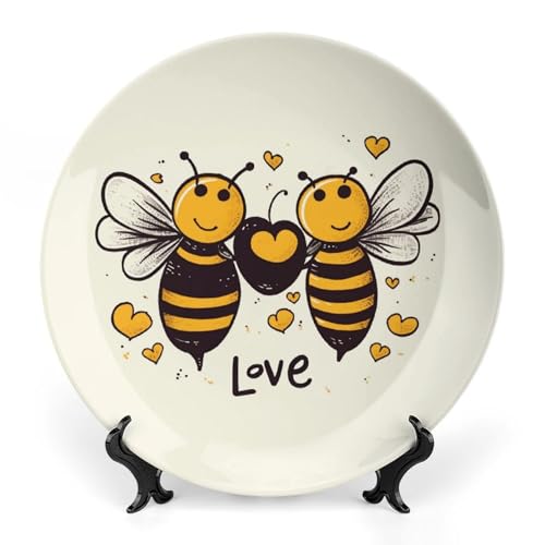 Plato decorativo de porcelana 6 pulgadas con soporte miniatura 1