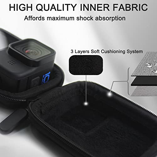 FitStill PU Black Mini Carrying Case for Go Pro Hero 13/12/11/10/9/8/7/(2018)/6/5/4/3 Black,Hard Shell Travel Storage Case for DJI Osmo Action,AKASO,Campark,YI Action Camera Accessories