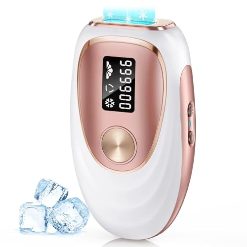 Depiladora de Luz Pulsada IPL con Función de Enfriamiento, 5 Nivel de Energía, 999,900 Flashes, Depiladora Láser Indolora para Mujeres, Hombres, Rostro, Axilas, Piernas y Cuerpo Rosa