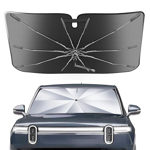 [Upgrade] Portable for Rivian R1T/R1S 2022-2025 Windshield Sunshade Umbrella[Military-Grade Sturdy...