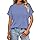 Cuptacc Camiseta Mujer Manga Murciélago Cuello Redondo Larga Oversize Holgada Unicolor Azul Añil Talla M 38-40