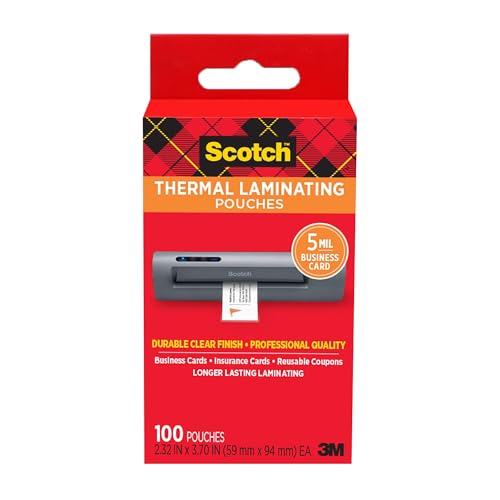 Image of Scotch Thermal Pouches Business Card, 2.3 in x 3.70 in (59 mm x 94 mm), 100 Pack