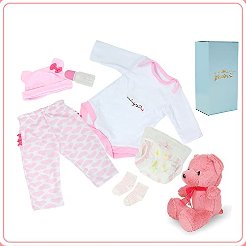 Justtoyou Reborn Baby Dolls Girl 22 Inch Realistic Silicone Baby Doll, Weighed Reborn Girl Doll in Pink Outfit, 9-Piece Set