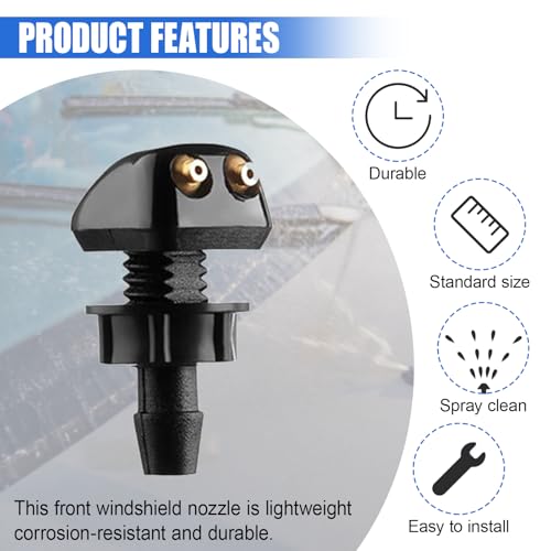 ZIMISI Car Front Windshield Washer Nozzles, Double-Hole Auto Wiper Water Sprayers with Hose and Connectors, Adjustable Nozzle Washer Kit for Most Vehicles (9PCS) - Thumbnail 5