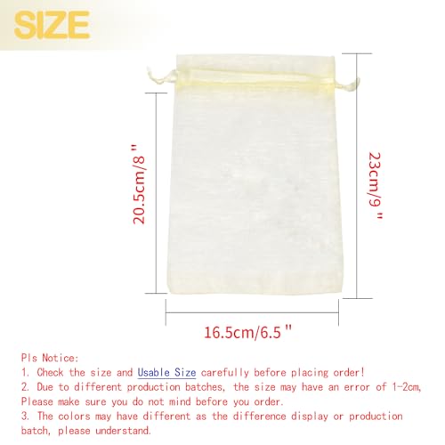 Image of Dealglad 100pcs Drawstring Organza Jewelry Candy Pouch Party Wedding Favor Gift Bags (7x9 inch, Beige)