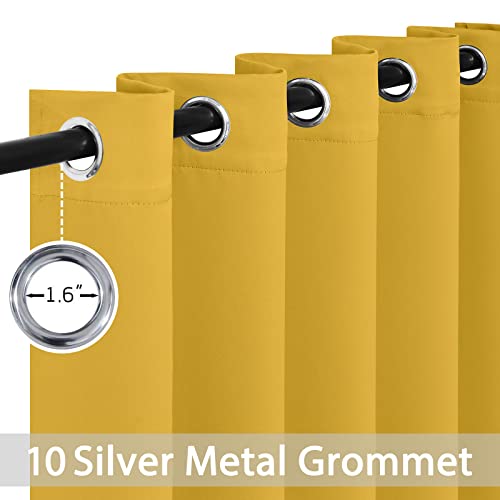 Yakamok Blackout Curtains Room Darkening Thermal Insulated with Grommet Window Curtain for Bedroom/Living Room(62Wx84L inch, Mustard Yellow, 2 Panels)