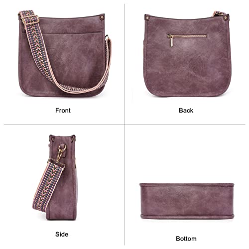 Image of HKCLUF Crossbody Bags for Women Trendy Vegan Leather Hobo Handbags With 2PCS Adjustable Guitar Strap Shoulder Bucket Bags