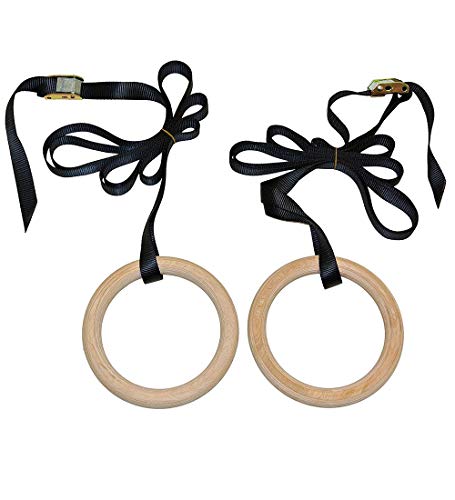 FDYD 1 Paar 28mm Profi-Übungs-Eignung Holzturnringe Heim & Gym Übung Pull Ups Muscle Ups und Dips Cover