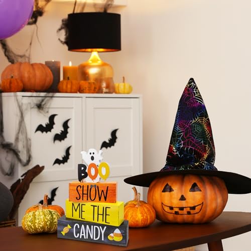Image of 4 Pcs Halloween Wooden Decor, Show Me the Candy Decorations