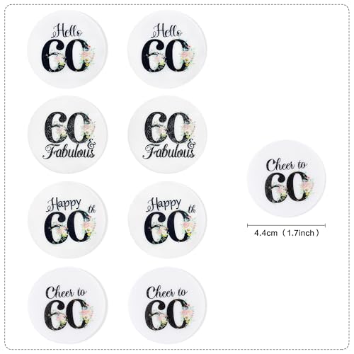 Blumomon 40 Stück Essbare 60th Happy Birthday Cupcake Toppers Cheers to 60 Fabelhafte Kuchendekoration 60 Geburtstag Party Dekoration Essbare Tortendekoration zum 60 Geburtstag