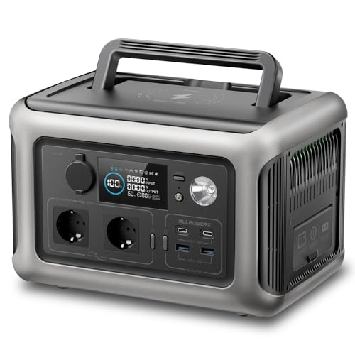 ALLPOWERS R600 Station électrique portable 299Wh, batterie LiFeP04 avec 3500 cycles+, Recharge de 0 à 80% en 30 minutes, Chargement rapide sans fil 15W, générateur solaire pour camping, extérieur
