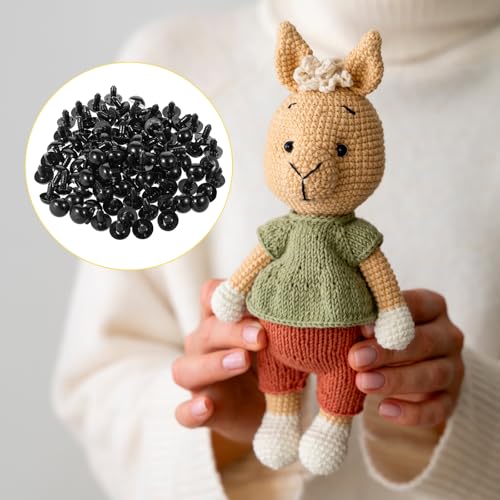 Giantree 100pcs 15mm Upgraded Safety Eyes for Crocheting 15mm Black Plastic Safety Eyes Crafts Safety Eyes with Washers for Amigurumi Crochet Bears Stuffed Animals Doll Making - Image 4