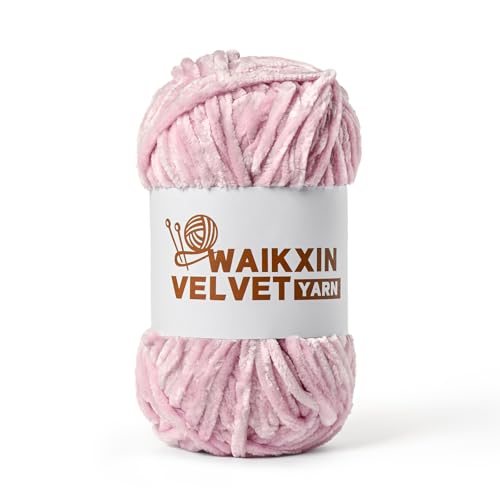 Image of Chunky Chenille Yarn for Crocheting, Baby Yarn for Crocheting Soft, Plush Velvet Yarns, 100g (87.4 yds) Fluffy Yarn for Crochet Amigurumi (Pale Pink)