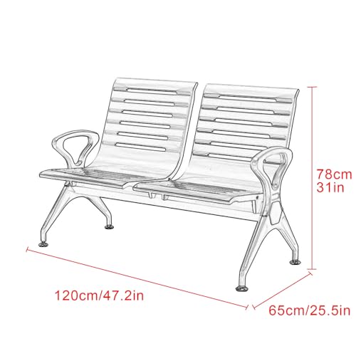 Banco de sala de espera gris ideal para oficinas y centros escolares 2
