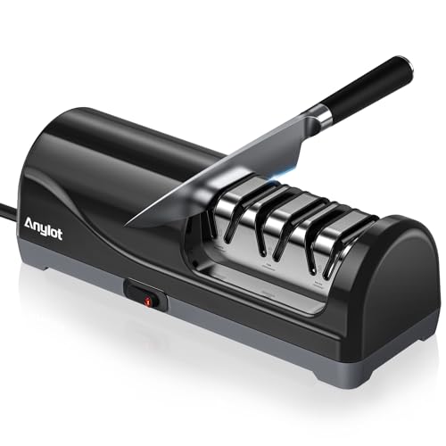 Electric Knife Sharpener for Kitchen, 3-Stage Knife Sharpener Electric with 100% Diamond Abrasives,...