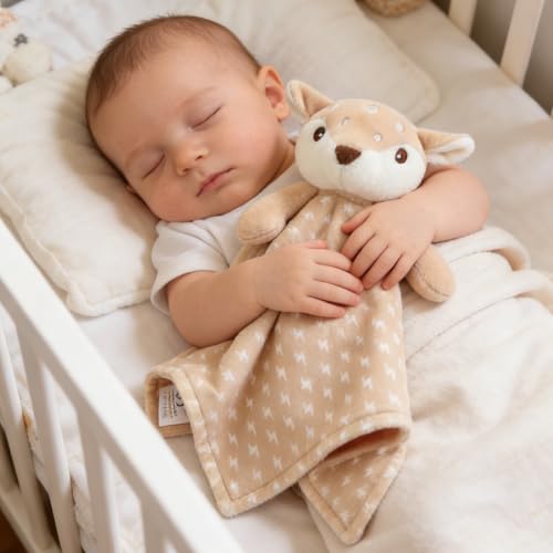 Image of CREVENT Cozy Plush Baby Security Blanket, Loveys for Baby Girls and Boys, Birthday (Brown Deer)