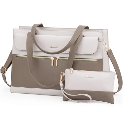 Image of LOVEVOOK Laptop Bag for Women 15.6 Inch Laptop Tote Work Professional Leather Computer Briefcase Waterproof Handbag Shoulder Large Capacity Business Teacher Office Crossbody Purse