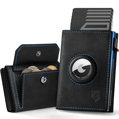 DODENSHA Airtag 2 Wallet Herren mit XL Münzfach I MagSnap Kartenetui Herren I Smart Airtag Wallet für 10+ Karten I Geldbörse Herren mit RFID Schutz I Portmonee Herren mit AirTag* Fach I Schwarzblau
