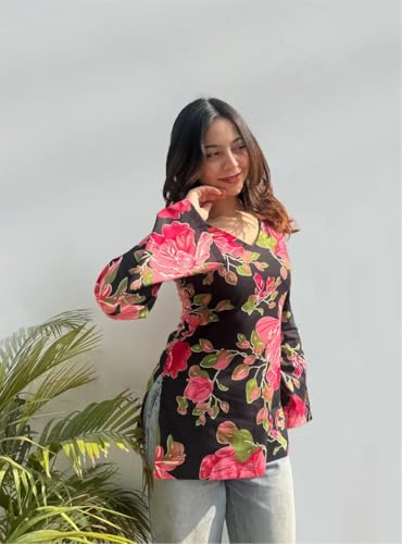 Image of ANNI Designer Cotton Short Kurti for Women | Stylish Kurti | Short Kurti Top | Casual Kurta for Women | Comfortable Cotton Kurtis for Womens